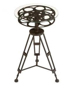 Grayson Lane Eclectic Black Metal and Glass Round End Table