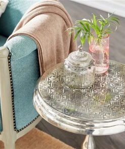 Grayson Lane Traditional Silver Aluminum Round Accent Table -GRAYSON LANE shop 330857334 AlternateImage2 l