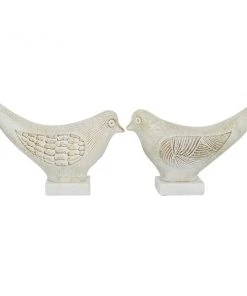 Grayson Lane Set of 2 16.75-in x 18.25-in Coastal White Ceramic Bird Sculpture