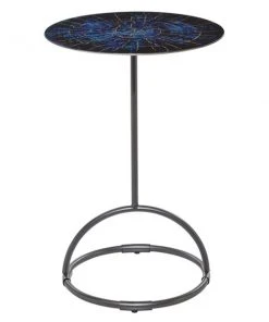 Grayson Lane Contemporary Blue Metal Round End Table