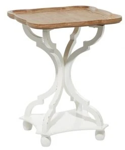 Grayson Lane Farmhouse White Wood Corner End Table