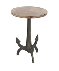 Grayson Lane Black Iron with Wood Round End Table