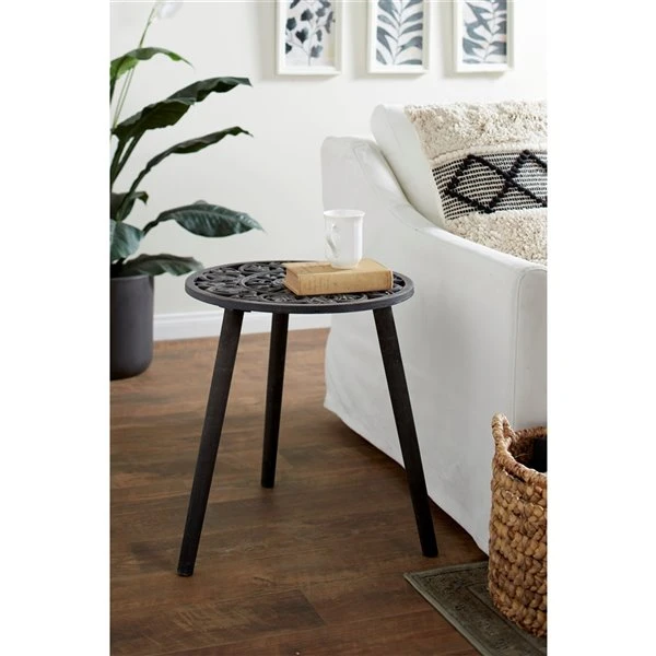 Grayson Lane Contemporary Black Wood Round End Table 2 Grayson Lane Contemporary Black Wood Round End Table - Image 2
