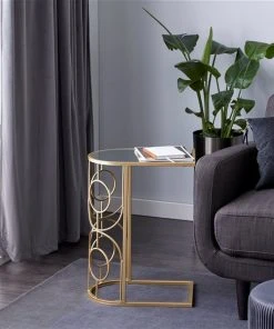 Grayson Lane Gold Mirror Half-round End Table -GRAYSON LANE shop 330857349 AlternateImage1 l