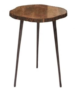 Grayson Lane Rustic Brown Woodand Aluminum Round End Table