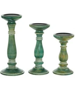 Grayson Lane Set of 3 Farmhouse Green Mango Wood Pillar Candle Holder -GRAYSON LANE shop 330857356 AlternateImage5 l