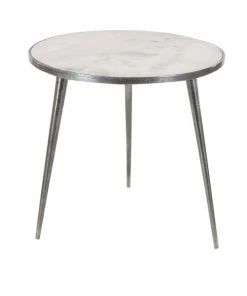Grayson Lane Contemporary Silver Granite/Marble Round End Table