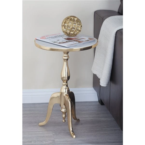 Grayson Lane Traditional Grey Granite/Marble Round End Table 2 Grayson Lane Traditional Grey Granite/Marble Round End Table - Image 2