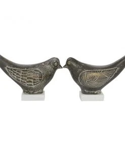 Grayson Lane Set of 2 16.75-in x 18.25-in Coastal Brown Ceramic Bird Sculpture