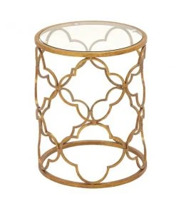 Grayson Lane Gold and Glass Round End Table