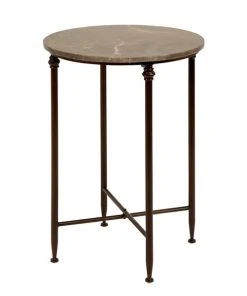 Grayson Lane Traditional Black Granite/Marble Round End Table