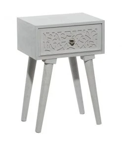 Grayson Lane Farmhouse Light Grey Mango Wood Rectangular End Table