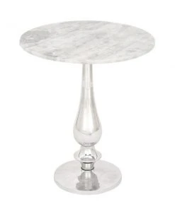 Grayson Lane Traditional White Granite/Marble Round End Table