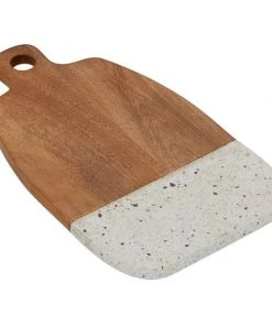 Grayson Lane 8.85-in x 15.85-in Natural Brown Wood/Terrazzo Cutting Board