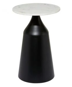 Grayson Lane Black Granite/Marble Round End Table