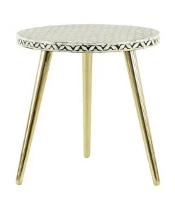 Grayson Lane Gold Wood Round End Table