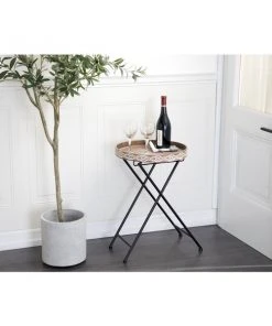 Grayson Lane Farmhouse Grey Metal with Wood Round End Table -GRAYSON LANE shop 330857398 AlternateImage1 l