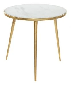 Grayson Lane Modern Gold Aluminum with Granite/Marble Round End Table