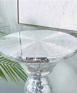Grayson Lane Glam Silver Polystone and Mirror Round End Table -GRAYSON LANE shop 330857402 AlternateImage3 l