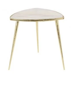 Grayson Lane Modern Gold Aluminum and Wood Triangle End Table