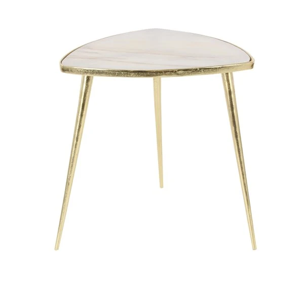 Grayson Lane Modern Gold Aluminum and Wood Triangle End Table 1 Grayson Lane Modern Gold Aluminum and Wood Triangle End Table
