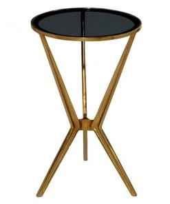 Grayson Lane Modern Gold Aluminum with Glass Round End Table