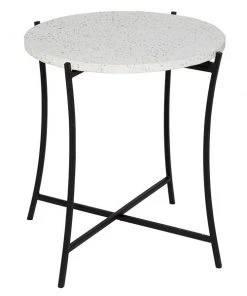 Grayson Lane Black and White Terrazzo Round End Table