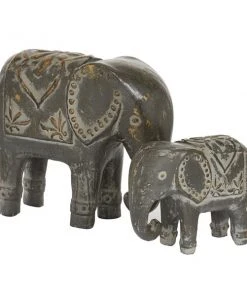 Grayson Lane Set of 2 9-in x 13-in Bohemian Brown Ceramic Elephant Sculpture -GRAYSON LANE shop 330857416 AlternateImage4 l
