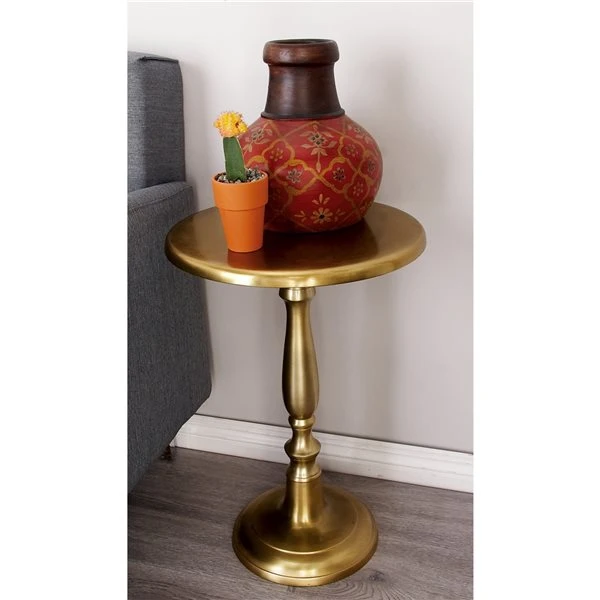 Grayson Lane Traditional Gold Pedestral End Table 2 Grayson Lane Traditional Gold Pedestral End Table - Image 2