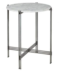 Grayson Lane Contemporary Black Granite/Marble Round End Table