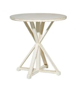 Grayson Lane Farmhouse White Wood Round End Table