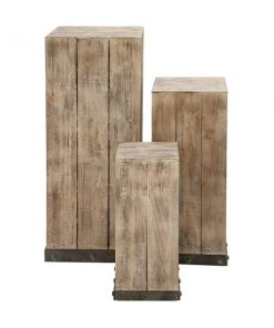 Grayson Lane Rustic Brown Wood Square Pedestral End Table - Set of 3