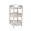 Grayson Lane White Wood with Mirror Round 3-Tier End Table