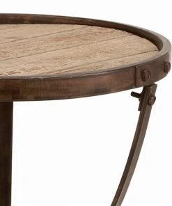 Grayson Lane Industrial Brown Iron and Wood Round End Table -GRAYSON LANE shop 330857428 AlternateImage4 l