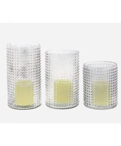 Grayson Lane Set of 3 Traditional Clear Glass Pillar Candle Holder