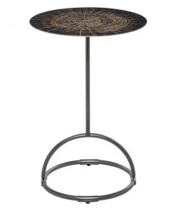 Grayson Lane Contemporary Black Metal Round Accent Table