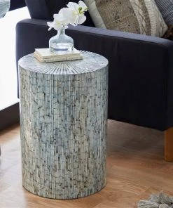 Grayson Lane Grey Shell and Wood Round End Table -GRAYSON LANE shop 330857434 AlternateImage2 l