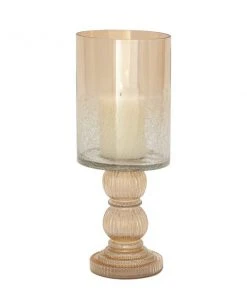 Grayson Lane Traditional Gold Glass Hurricane Candle Holder