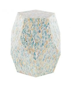 Grayson Lane Blue And Beige Resin Live Edge End Table