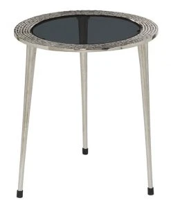 Grayson Lane Contemporary Silver Aluminum with Glass Round End Table