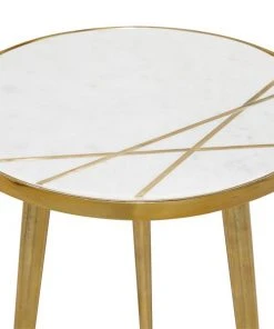 Grayson Lane Gold Aluminum and Granite/Marble Round End Table -GRAYSON LANE shop 330857459 AlternateImage3 l
