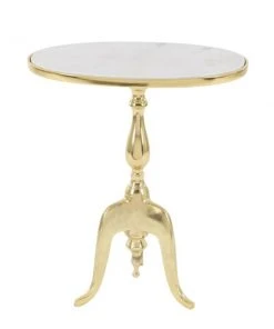 Grayson Lane Traditional Gold Granite/Marble Round End Table