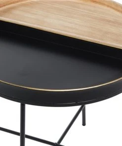 Grayson Lane Black Metal and Wood Round End Table -GRAYSON LANE shop 330857462 AlternateImage3 l