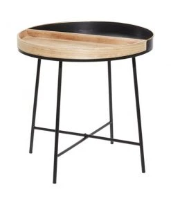 Grayson Lane Black Metal and Wood Round End Table