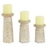 Grayson Lane Set of 3 Brown Mango Wood Pillar Candle Holder
