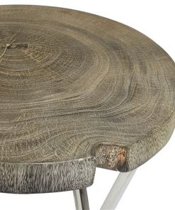 Grayson Lane Brown Wood and Stainless Steel Round End Table 8 Grayson Lane Brown Wood and Stainless Steel Round End Table -GRAYSON LANE shop 330857477 AlternateImage4 l