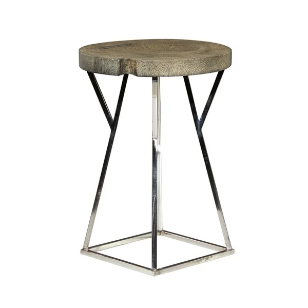 Grayson Lane Brown Wood and Stainless Steel Round End Table 5 Grayson Lane Brown Wood and Stainless Steel Round End Table - Image 5