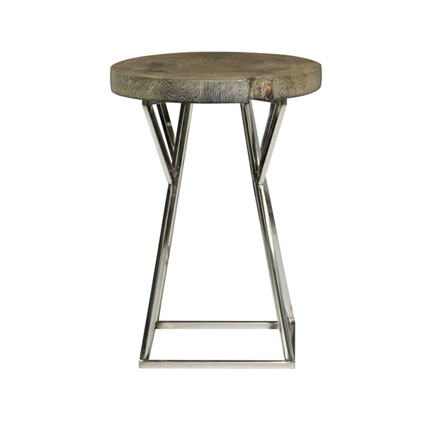 Grayson Lane Brown Wood and Stainless Steel Round End Table 1 Grayson Lane Brown Wood and Stainless Steel Round End Table