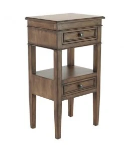 Grayson Lane Traditional Brown Pine Wood Rectangle End Table