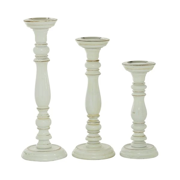 330857484_AlternateImage5_l.jpg Grayson Lane Set of 3 White Mango Wood Pillar Country Cottage Candle Holder -GRAYSON LANE shop 330857484 AlternateImage5 l
